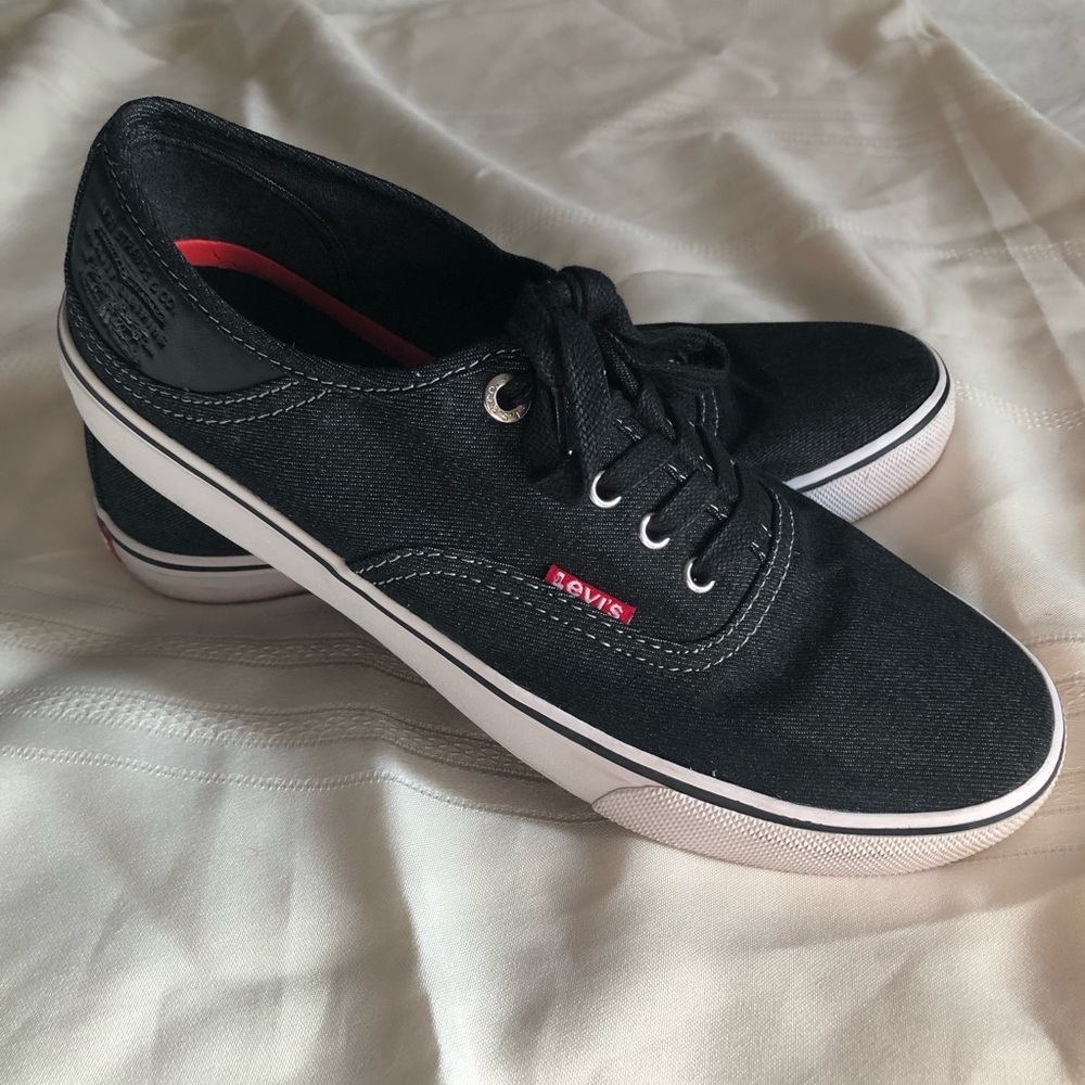 Levi's Comfort Canvas Sneakers Shoes Low Top Black Denim 51751901A Mens 9